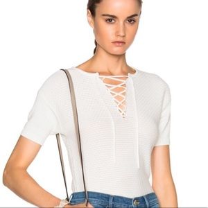 Frame Tie Up Short Sleeve Sweater Top